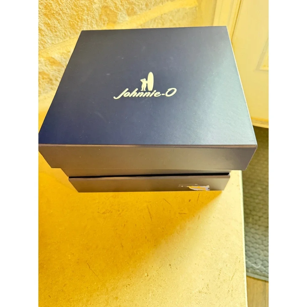 Johnnie-O Navy Blue Square Gift Boxes with Red Logo Interior Set of 3 10.5